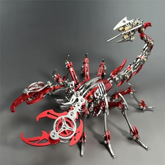 3D Metal Model Kits, Mechanical Scorpion King Red 3D Metal Puzzle,Steel Warcraft Collection DIY Animal Brain Teasers Simple 3D Puzzles