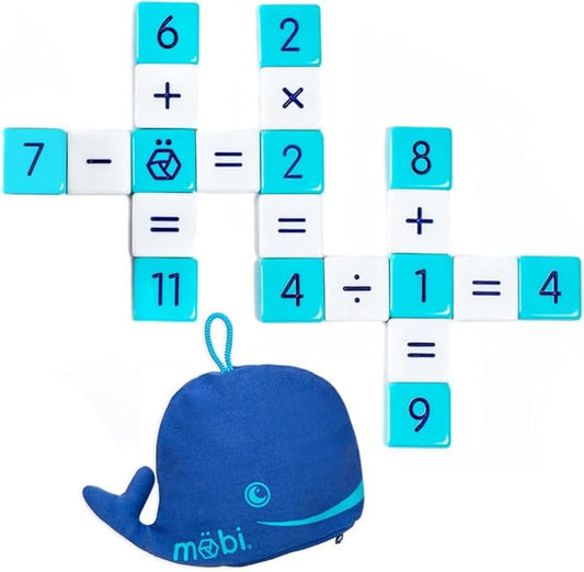 Mobi Educational Math Game - Addition, Subtraction, Multiplication and Division in a Crossword Grid, Numerical Function Tiles, Learning Math Games Kids - for Children Ages 8+