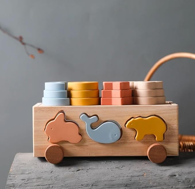 Wooden Toy Activity Center,Shape Sorter, Puzzles, Colorful Blocks, Educational Playset for Toddlers 2+