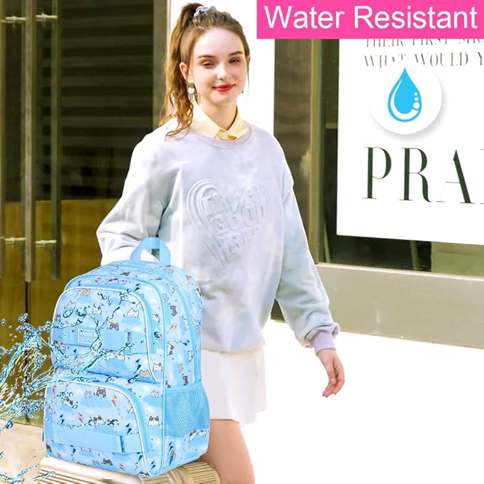 UFNDC Backpack for Girls, 17.5" Water Resistant Cat Galaxy Tie-Dye School Backpacks, Teens Bookbag for Women College Middle