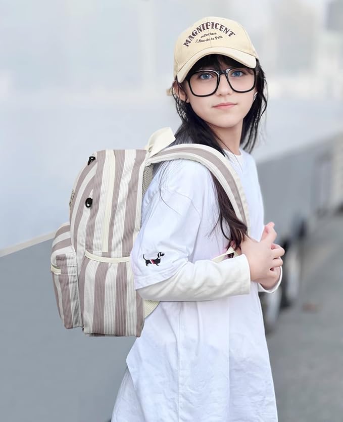 Corduroy Kids Backpack for Boys 6-10: Boys Girls Backpacks for Elementary Kindergarten 15” H Fit Folder