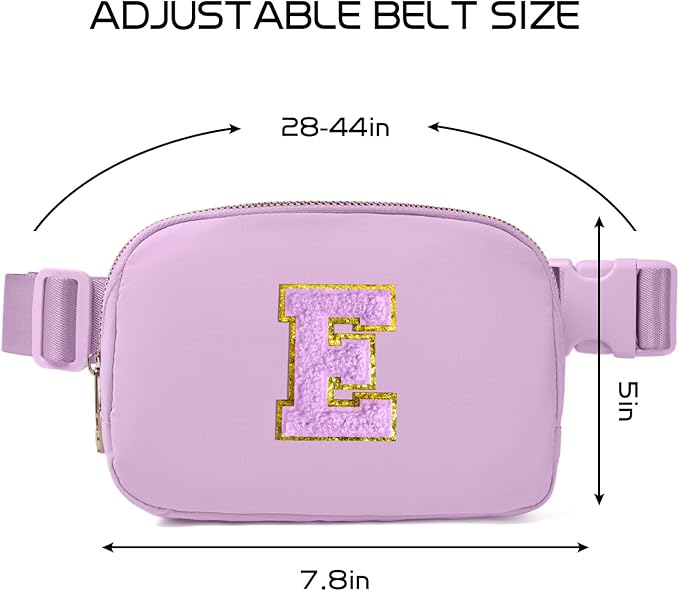 Gitus Gifts for 8 9 10 11 12 Year Old Girls Belt Bag Fanny Pack Crossbody Bags with Initial Letter Patch Cute Stuff Birthday Gifts for Teen Girls Women Personalized Trend Stuff (Lavender-E)