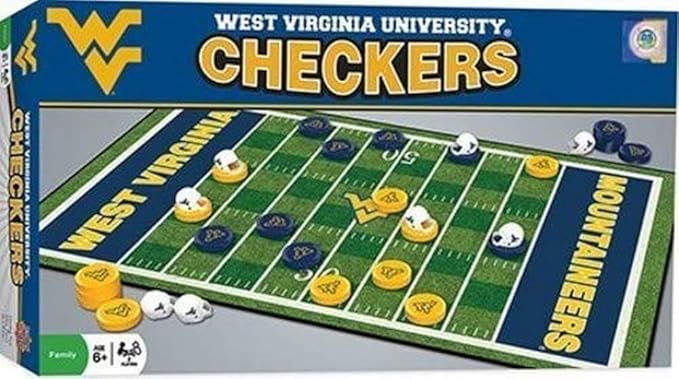 MasterPieces Family Game - NCAA West Virginia Mountaineers Checkers - Officially Licensed Board Game for Kids & Adults, 13" x 21"