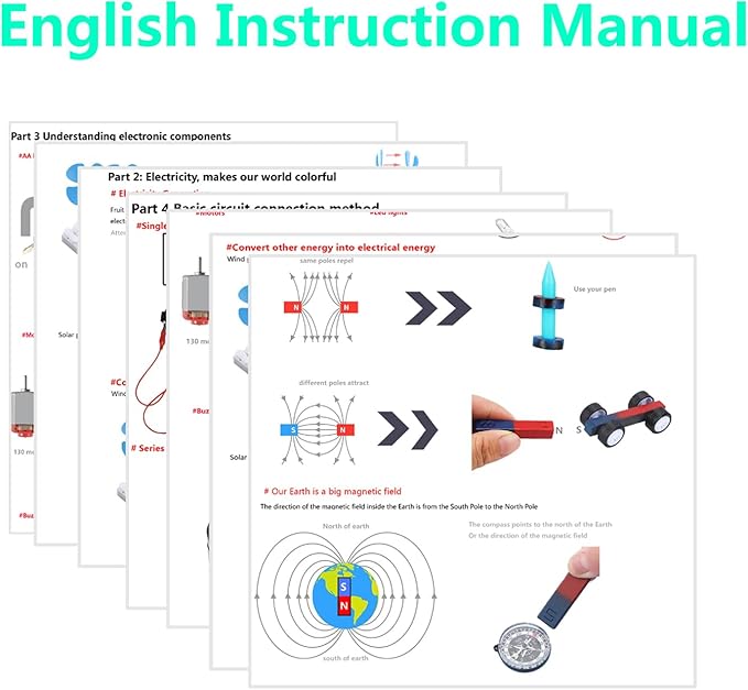 Delinx STEM Science Kit, Magnets Learning,Basic Circuit Learning,Fruit Battery Experiment,Green Alternative Energy Lab Kits, Physic Electricity Educational Project for Kids & Teens,Girls & Boys