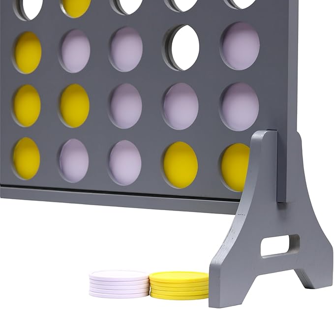 Tailgating Pros Premium Grey Giant Four in a Row with Carrying Case - Jumbo Oversized Outdoor Yard Game - Connect Multiple Pucks in a Row to Win - Many Puck Colors Available!