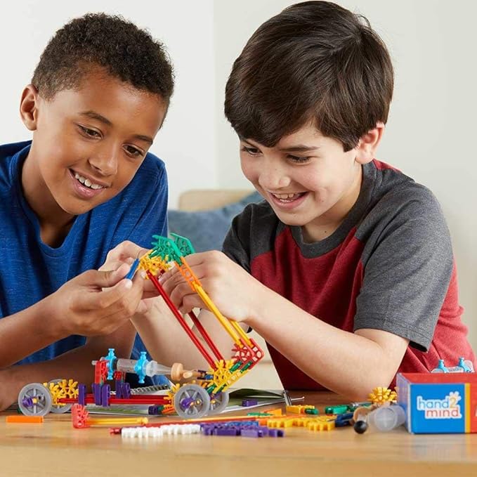 hand2mind Moving Creations with K'NEX, Book and Building Kit for Kids Ages 8-12, 9 Models & 18 Science Experiments, Explore The Science of Air and Water, Homeschool Science Kits