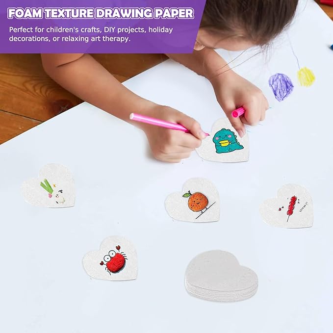 Magic Puffy Paint Foam Texture Paper โ 12 Heart-Shaped 3D Foam Texture Sheets for DIY Puffy Paint Crafts and Kids Art Projects