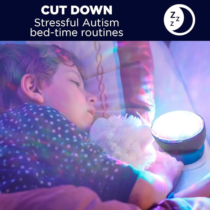 Bright Autism Calming Sensory Sea Lamp - Night Light Projector for Kids, 7 Light Modes, Color Changing Music Player, Nature Relaxation Sounds