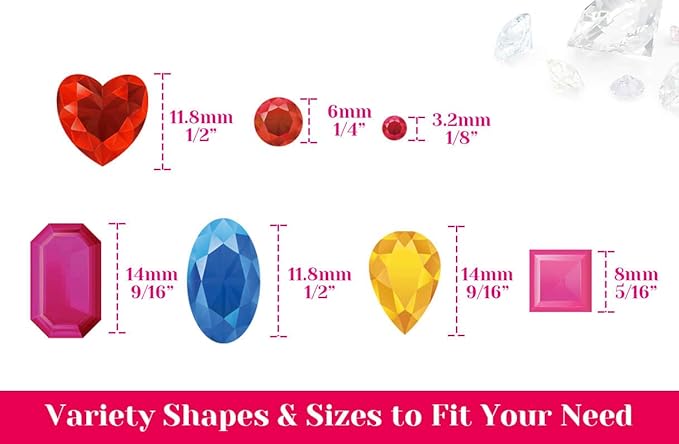 Selizo Craft Gems Self Adhesive Rhinestones Stickers Jewel Stickers Craft Jewels Stick On Gems Bling Crystal Diamond Stickers for Crafts, Assorted Shapes, Sizes and Colors (658Pcs, 14 Sheets)