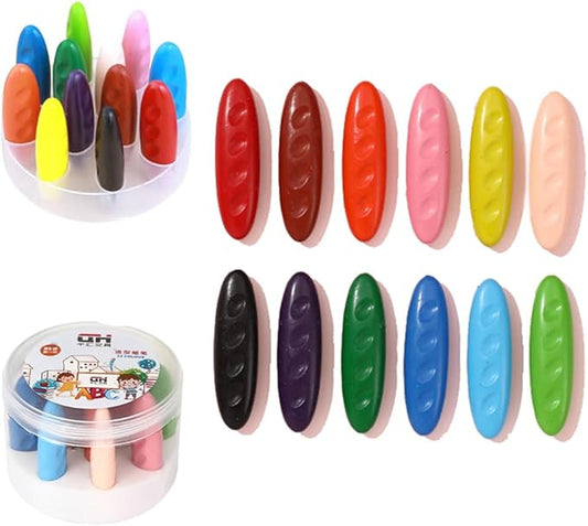 Peanut Crayons for Kids, 12 Colors Washable Toddler Non-Toxic Baby for ages 2-4, 1-3, 4-8, Coloring Art Supplies, Gift for Boys and Girls Back to School