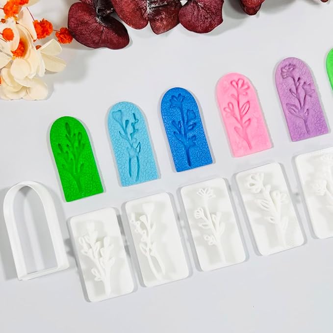 Xaekicr A1-4-9B-Handmade Jewelry Pendant Crafting Kit,Flower Plastic Molds Set, DIY Polymer Clay Printing Tools