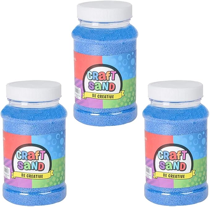 The Dreidel Company Craft Sand Art for Kids, Sand Play DIY Drawing, Messy Play, Sensory, Sand Decorations, 22 Oz, Red (3-Pack) (Blue, 3-Pack)