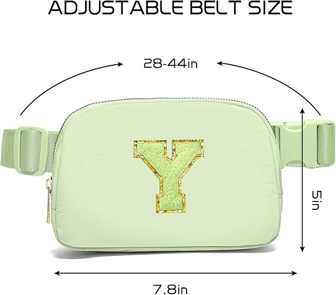 Gitus Gifts for 8 9 10 11 12 Year Old Girls Belt Bag Fanny Pack Crossbody Bags with Initial Letter Patch Cute Stuff Birthday Gifts for Teen Girls Women Personalized Trend Stuff (Light Green-Y)