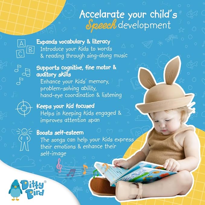 Ditty Bird Musical Books for Toddlers | Happy Birthday Song Board Books for Toddlers 1-3 | Interactive Toddler Book Gifts for Special Day & Celebrations