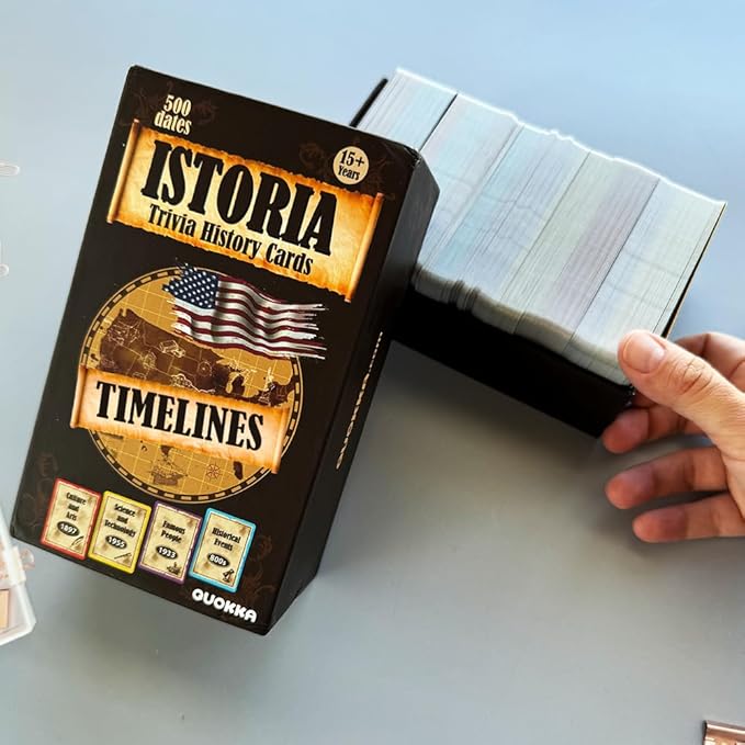 QUOKKA USA History & Personality Board Card Game - Istoria 500 Trivia Cards Double-Sided Deck - Fun Educational Trivia Games for Adults, Friends & Family Night - Ages 15+