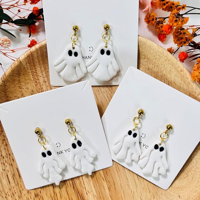 Halloween Ghost Polymer Clay Cutters – 3 Pcs Spooky Clay Cutters for Earrings and DIY Crafts, Polymer Clay Tools for Jewelry Making