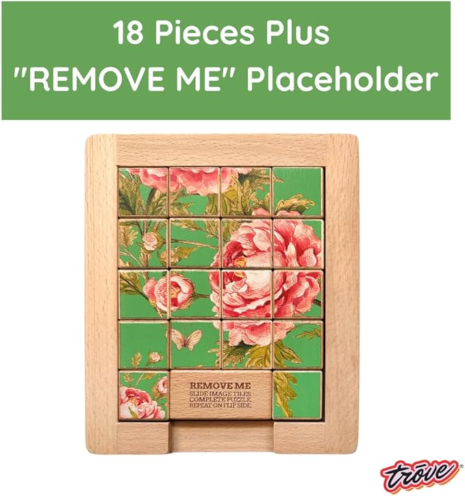 TROVE - Dualities Sliding Wooden Puzzles, Black + White - STEM, Challenging, Entertaining, Fun, Brain Teaser, Classic Slide Puzzle, Klotski, Great for Travel, Great for All Ages