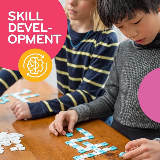 Mobi Educational Math Game - Addition, Subtraction, Multiplication and Division in a Crossword Grid, Numerical Function Tiles, Learning Math Games Kids - for Children Ages 8+