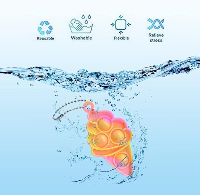 20Pcs Simple Fidget Toys Pop Fidget Toy Keychain Toy Mini Stress Relief Hand Toys Ice Cream Pop Sensory Toy Pop Anxiety Stress Reliever Office Desk Toy for Kids Adults