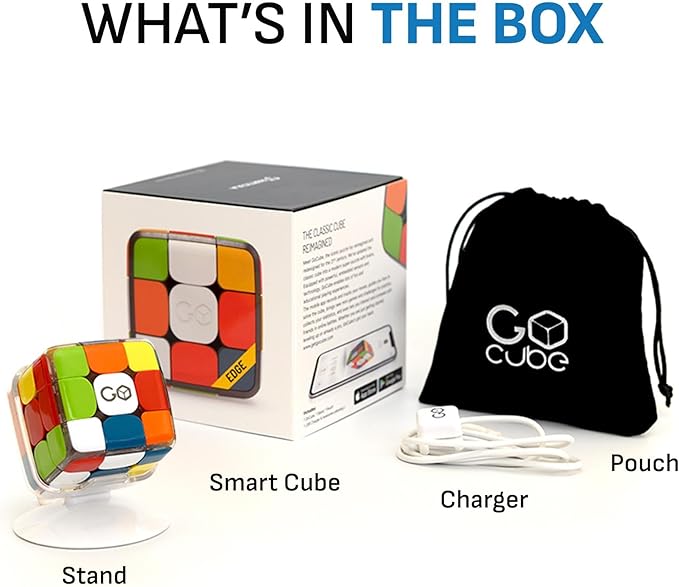 GoCube Edge, The Connected Electronic Bluetooth Cube - Award-Winning 3x3 Magnetic Speed Cube - App Enabled Interactive Smart Cube - Best Gift for Kids & Adults - STEM Brain Teaser Puzzles - Free App
