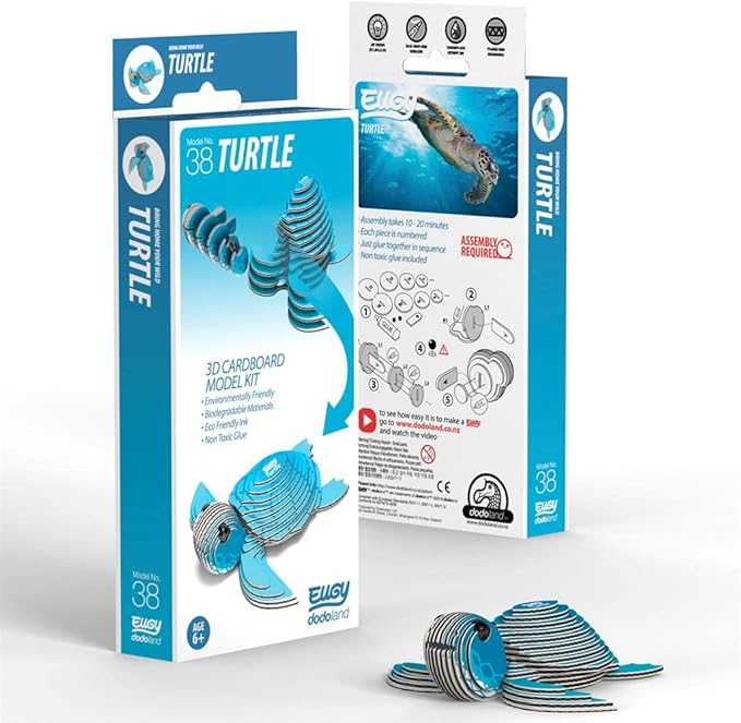 Eugy Sea Turtle 3D Puzzle, 26 Piece Eco-Friendly Educational Toy Puzzles for Boys, Girls & Kids Ages 6+