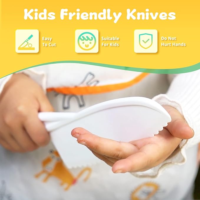Montessori Toddler Knife Set-3PCS Kids Safe Knives for Real Cooking Kids Cooking Sets Real Cooking Kitchen Tools Toddler Friendly Knives