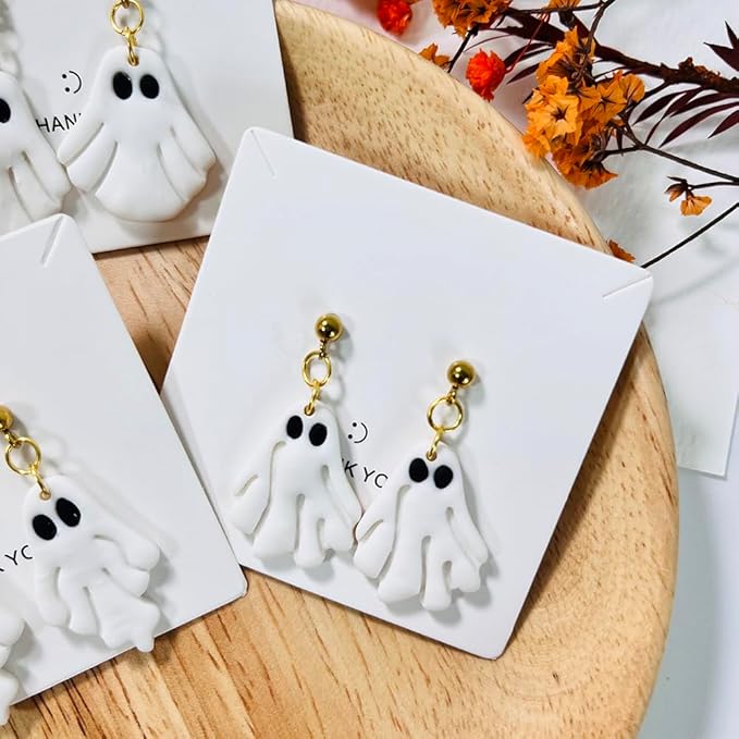 Halloween Ghost Polymer Clay Cutters – 3 Pcs Spooky Clay Cutters for Earrings and DIY Crafts, Polymer Clay Tools for Jewelry Making