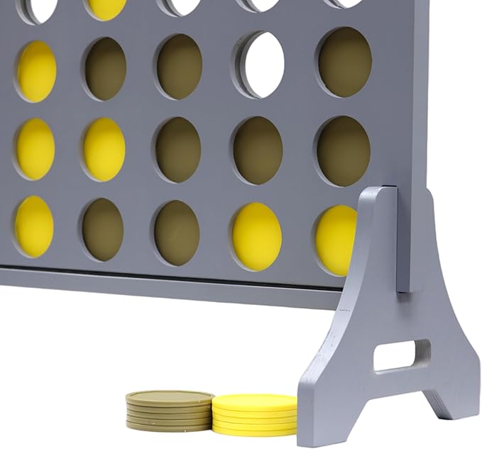 Tailgating Pros Premium Grey Giant Four in a Row with Carrying Case - Jumbo Oversized Outdoor Yard Game - Connect Multiple Pucks in a Row to Win - Many Puck Colors Available!