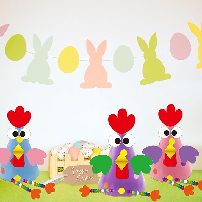 Cinrobiye 24 Sets Easter Craft Kits,DIY 3D Chick Table Sign Decorations Create Your Own Chick Ornaments for Easter Party Favors Spring Classroom and Home Art Activities