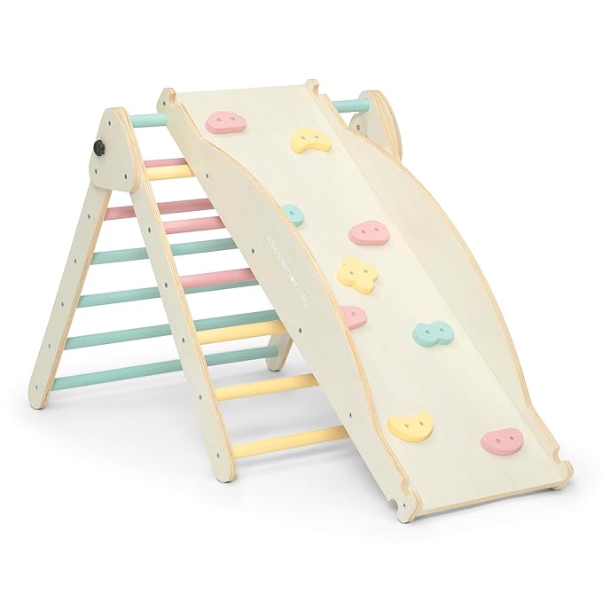 Delta Children Lil’ Climber Gym - Indoor Climbing Gym/Jungle Gym for Kids - Montessori Toy with Reversible Arch/Rocking Chair, Reversible Rock Wall/Slide Ramp and Pikler Triangle - for Toddlers 3+