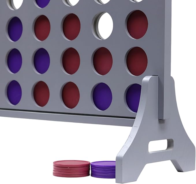 Tailgating Pros Premium Grey Giant Four in a Row with Carrying Case - Jumbo Oversized Outdoor Yard Game - Connect Multiple Pucks in a Row to Win - Many Puck Colors Available!