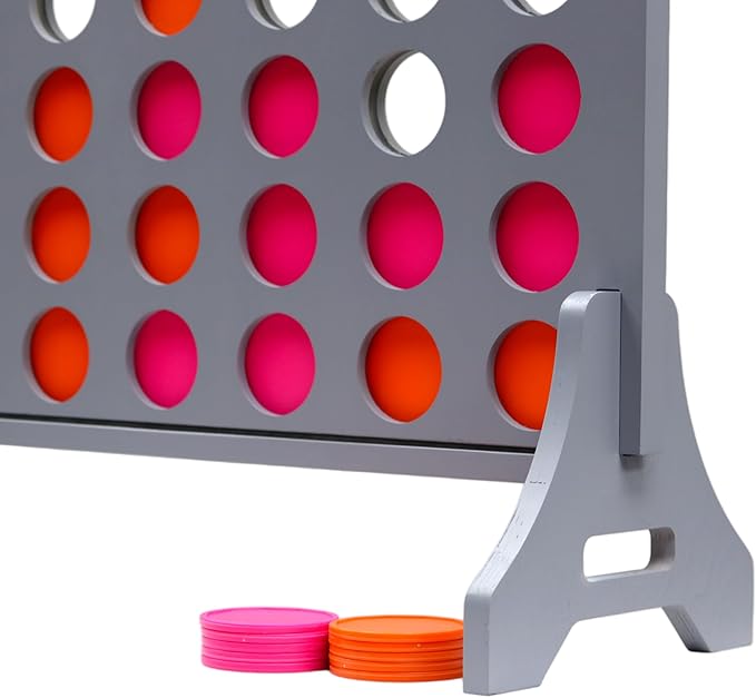 Tailgating Pros Premium Grey Giant Four in a Row with Carrying Case - Jumbo Oversized Outdoor Yard Game - Connect Multiple Pucks in a Row to Win - Many Puck Colors Available!