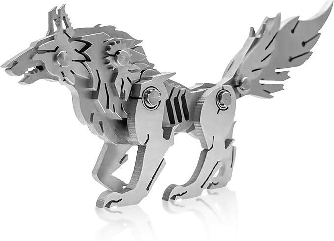 3D Metal Puzzles for Adults, Metal Model Kits for Adults, Mechanical Wolf Mechanical 3D Puzzle Stainless DIY Gifts for Men Women Home Decor Art Craft Gifts Toys.