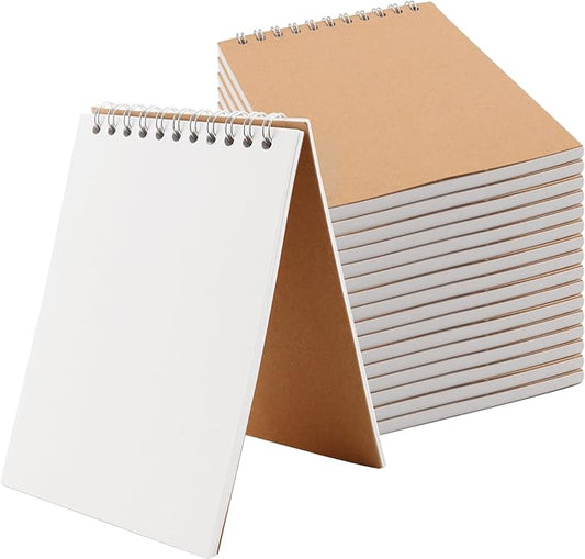 30 Pack A6 Sketch Pads, Top Spiral Bound Sketchbooks, 60 Sheets/120 Pages 70gsm Blank Page Drawing Pads, A6 Sketchbooks Brown Kraft Cover Notebook for Sketching, Journal