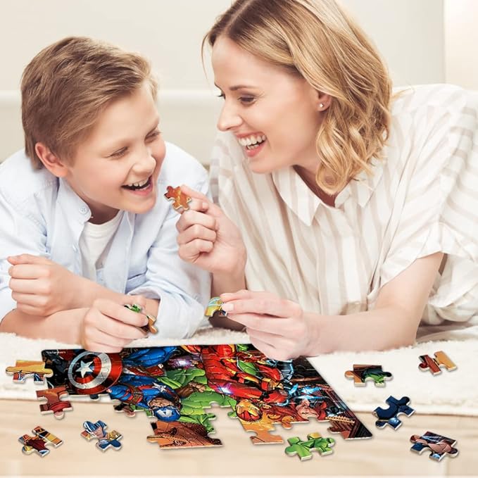 60 Piece Educational Puzzles for Kids Ages 4-8 Jigsaw Puzzle Games in Reusable Metal Box, Learning Toys with Extra Thick Safe Pieces for Boys & Girls