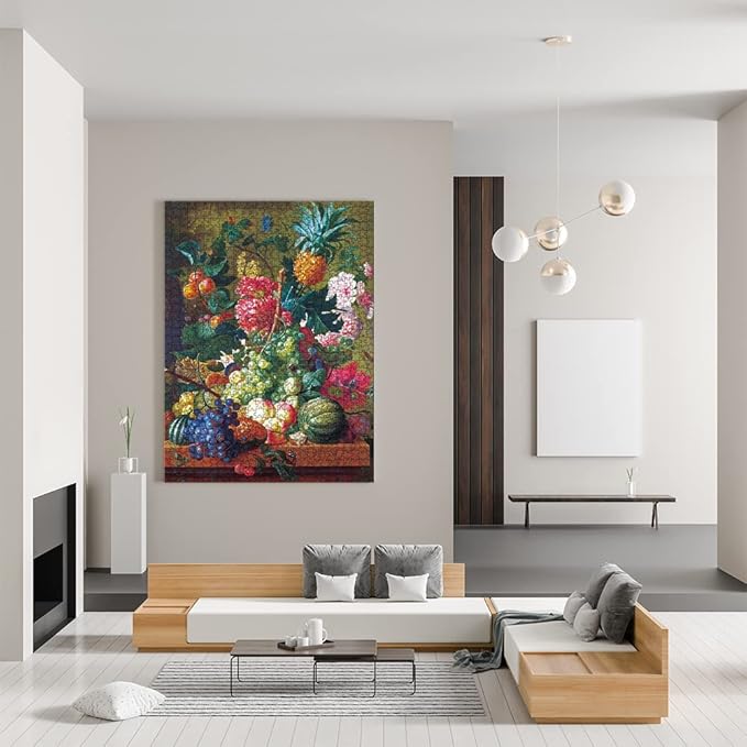 MaxRenard Oil Painting Jigsaw Puzzle 1000 Pieces for Adults Fruit and Flowers Fine Art Puzzle Home Wall Decoration Decompression Toy Gift