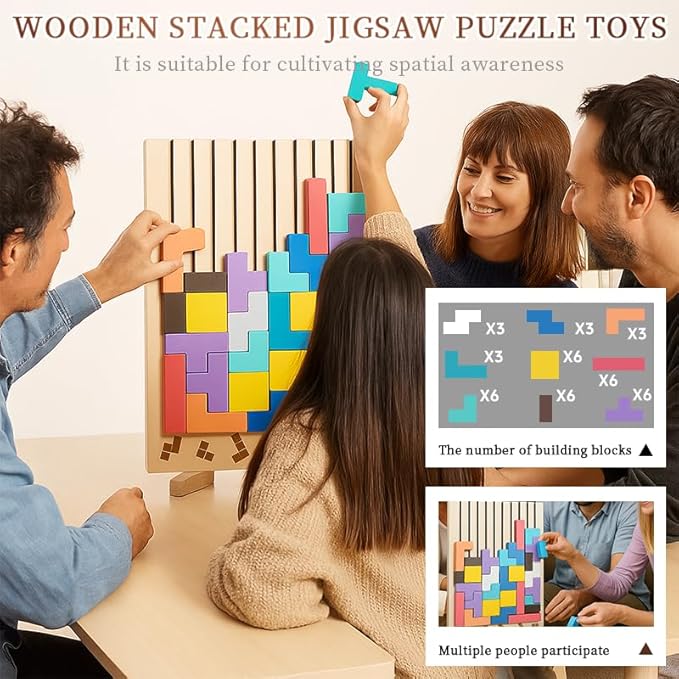 Wooden Stacking Puzzle Toy, Wooden Stacking Puzzle Toy Art, Decorative Home Ornaments for Adults, Stress Relief Toys Adults