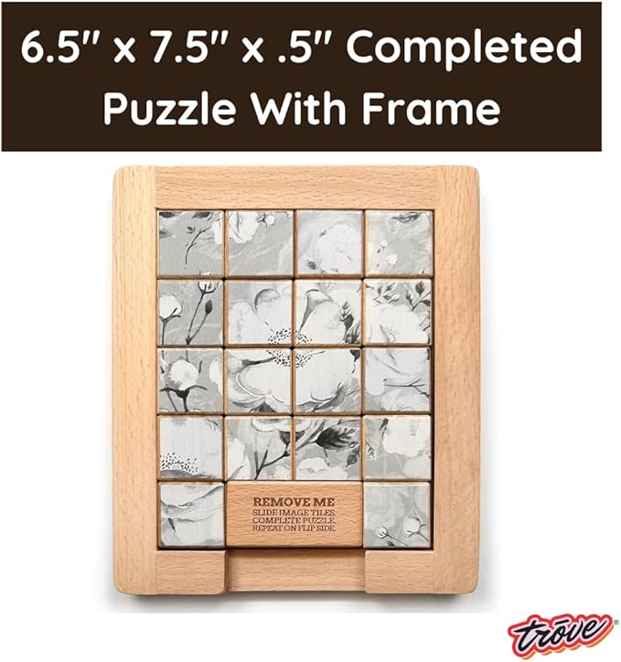 TROVE - Dualities Sliding Wooden Puzzles, Black + White - STEM, Challenging, Entertaining, Fun, Brain Teaser, Classic Slide Puzzle, Klotski, Great for Travel, Great for All Ages