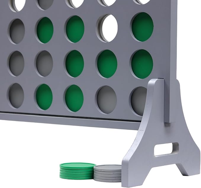 Tailgating Pros Premium Grey Giant Four in a Row with Carrying Case - Jumbo Oversized Outdoor Yard Game - Connect Multiple Pucks in a Row to Win - Many Puck Colors Available!