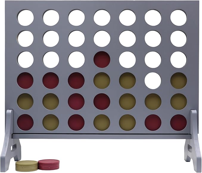Tailgating Pros Premium Grey Giant Four in a Row with Carrying Case - Jumbo Oversized Outdoor Yard Game - Connect Multiple Pucks in a Row to Win - Many Puck Colors Available!
