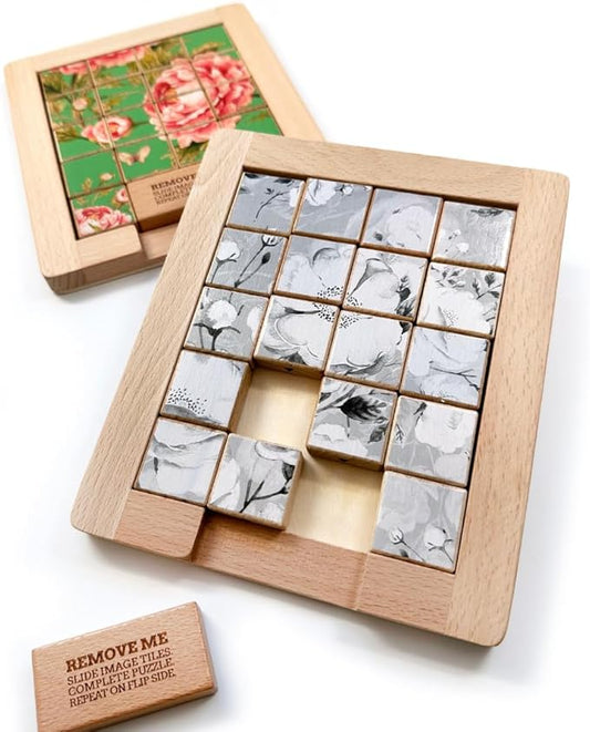 TROVE - Dualities Sliding Wooden Puzzles, Black + White - STEM, Challenging, Entertaining, Fun, Brain Teaser, Classic Slide Puzzle, Klotski, Great for Travel, Great for All Ages