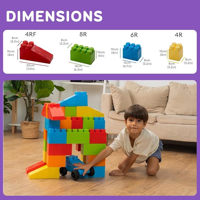 PLATPORTS Big Blocks- Big Jumbo Blocks - Large Building Blocks - Large Blocks - Giant Building Blocks - Jumbo Blocks - Big Blocks for Kids Ages 4-8