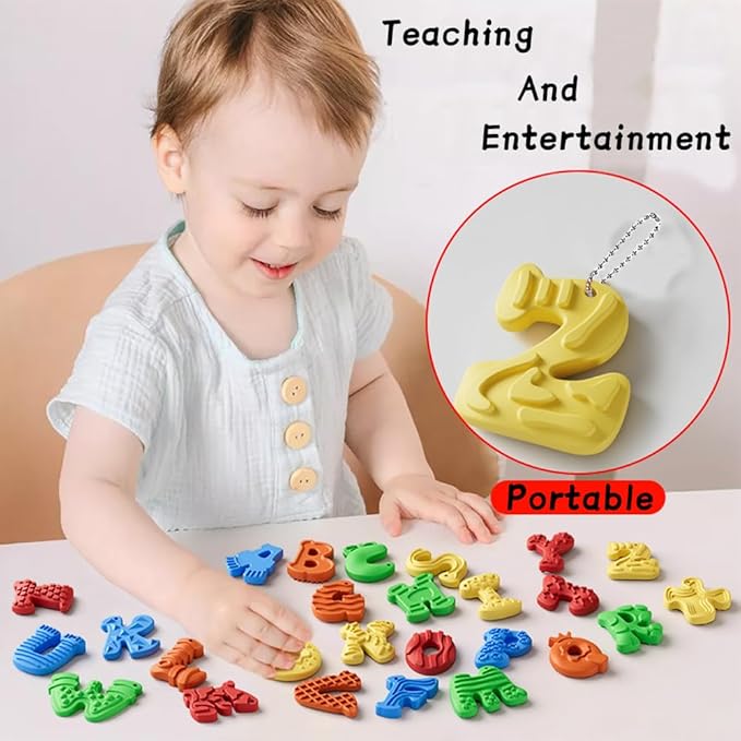 26pcs A-Z Various Letter Fidget Toys Sensory Stone for Kids,Textured Soft Worry Stone for Autism Kids Calming - Fidget Stress Toys for Students Anxiety Relief - Small Prizes Fidget Toys