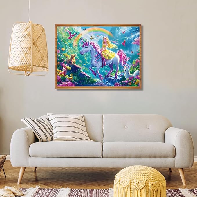 200 Pieces Jigsaw Puzzles for Adults and Teens and Kids Family Happy Games Princess Unicorns World for Girls (Enchanted Forest Ride)