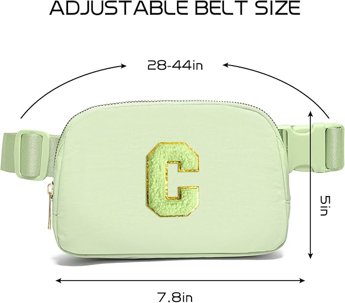 Gitus Gifts for 8 9 10 11 12 Year Old Girls Belt Bag Fanny Pack Crossbody Bags with Initial Letter Patch Cute Stuff Birthday Gifts for Teen Girls Women Personalized Trend Stuff (Light Green-C)