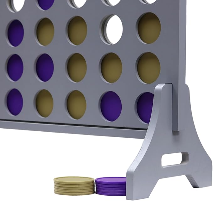 Tailgating Pros Premium Grey Giant Four in a Row with Carrying Case - Jumbo Oversized Outdoor Yard Game - Connect Multiple Pucks in a Row to Win - Many Puck Colors Available!