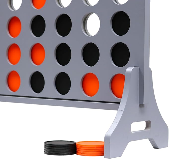 Tailgating Pros Premium Grey Giant Four in a Row with Carrying Case - Jumbo Oversized Outdoor Yard Game - Connect Multiple Pucks in a Row to Win - Many Puck Colors Available!