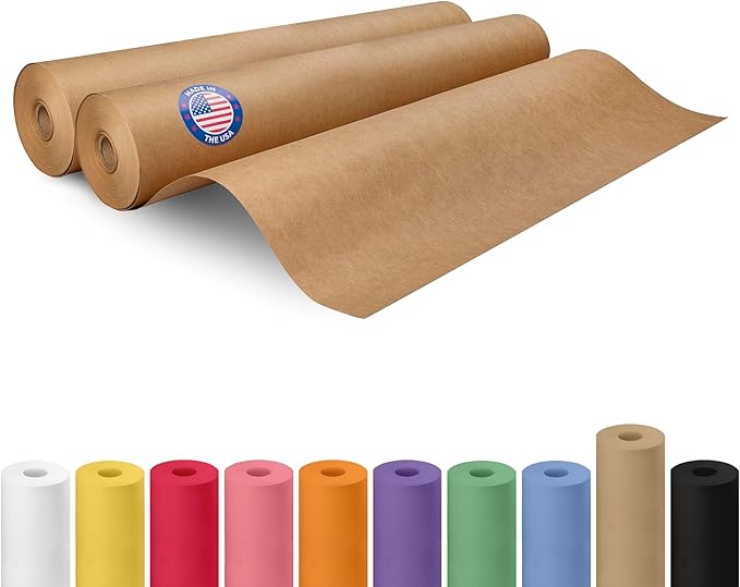 Brown Paper Roll 24" x 1800" (150 feet), Pack of 2 - USA-Made Brown Craft Wrapping Paper 50lb Thickness for Packing, Moving, Shipping & Crafts/Arts - 100% Recycled Wrapping Material by IDL Packaging