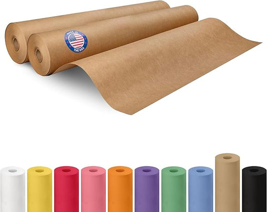 Brown Paper Roll 24" x 1800" (150 feet), Pack of 2 - USA-Made Brown Craft Wrapping Paper 50lb Thickness for Packing, Moving, Shipping & Crafts/Arts - 100% Recycled Wrapping Material by IDL Packaging