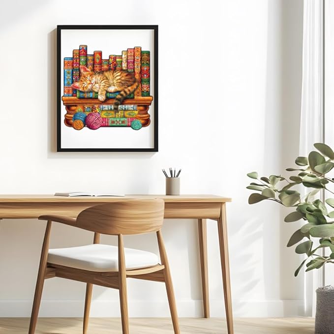 200 Pieces Cat Wooden Puzzles for Adults, 11.8x11 Inches Snoozing Cat Jigsaw Puzzles, Craft Hub Wood Puzzle, Unique Shape Cats Puzzle Birthday Gift for Cats Lovers Family Friend Game